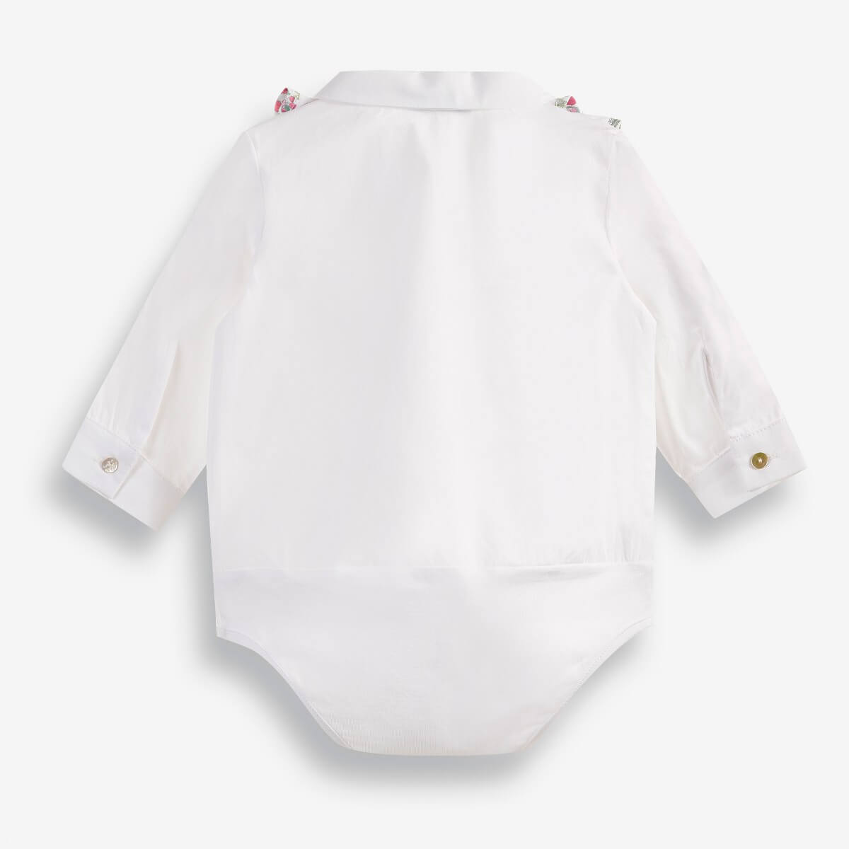 Baby Girls' Bodysuit with Long Sleeves and Neckline Ruffles