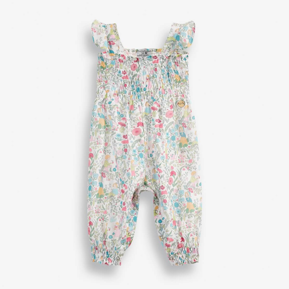 Baby Girls' Dungarees with an All-Over Floral Print