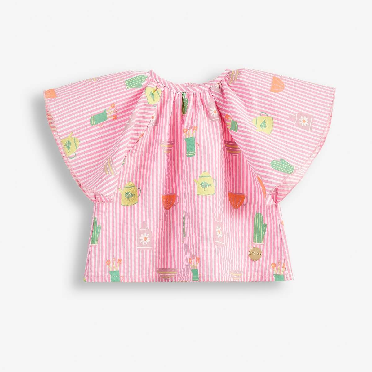 Baby Girls' Blouse with Ruffled Sleeves and an All-Over Print
