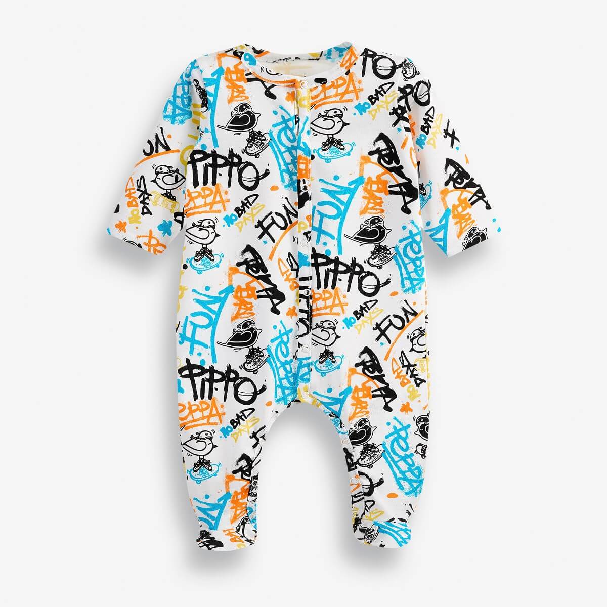 Baby Boys' Long-Sleeved Jumpsuit with Closed Leg Finish