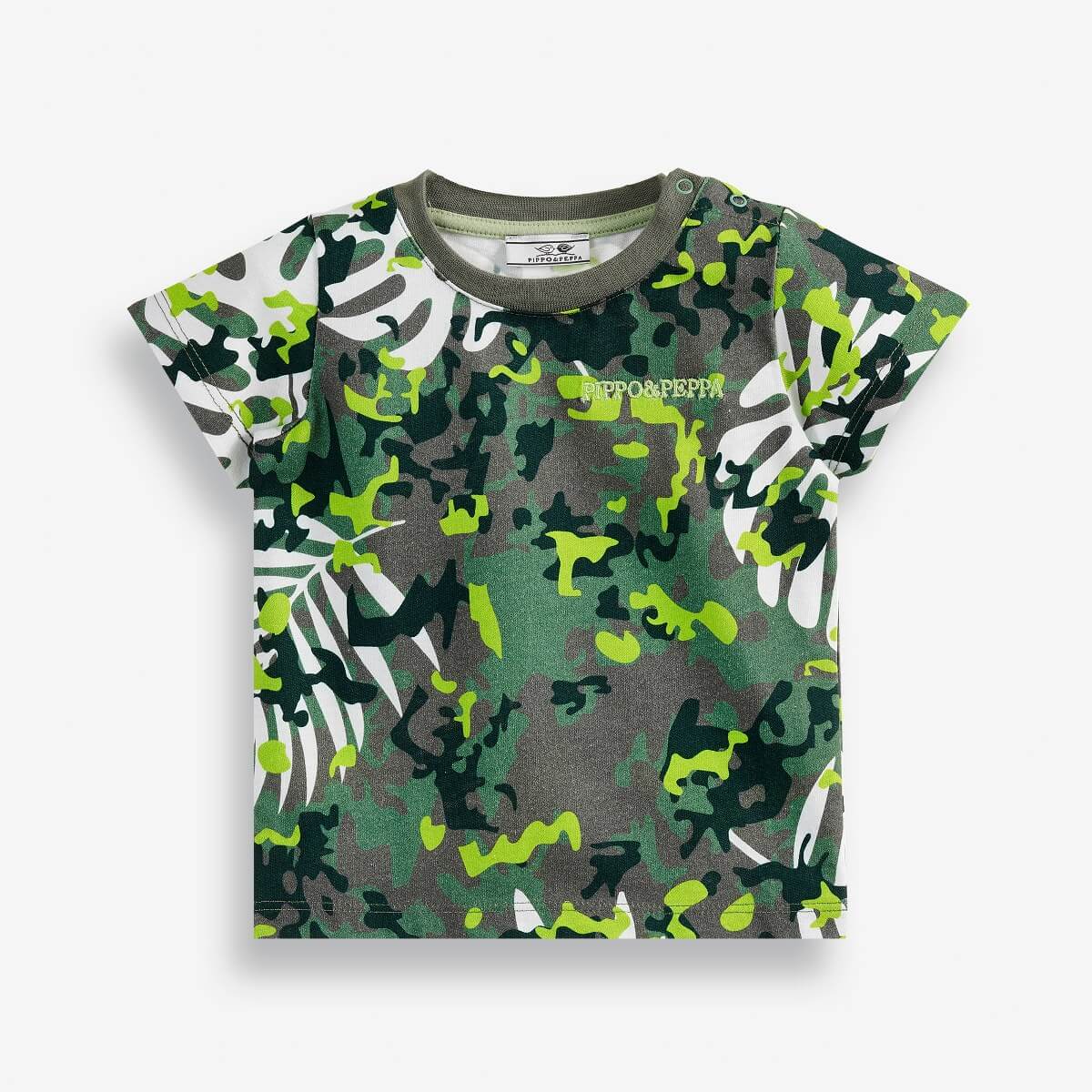 Baby Boys' T-Shirt with an All-Over Floral Leaf Pattern