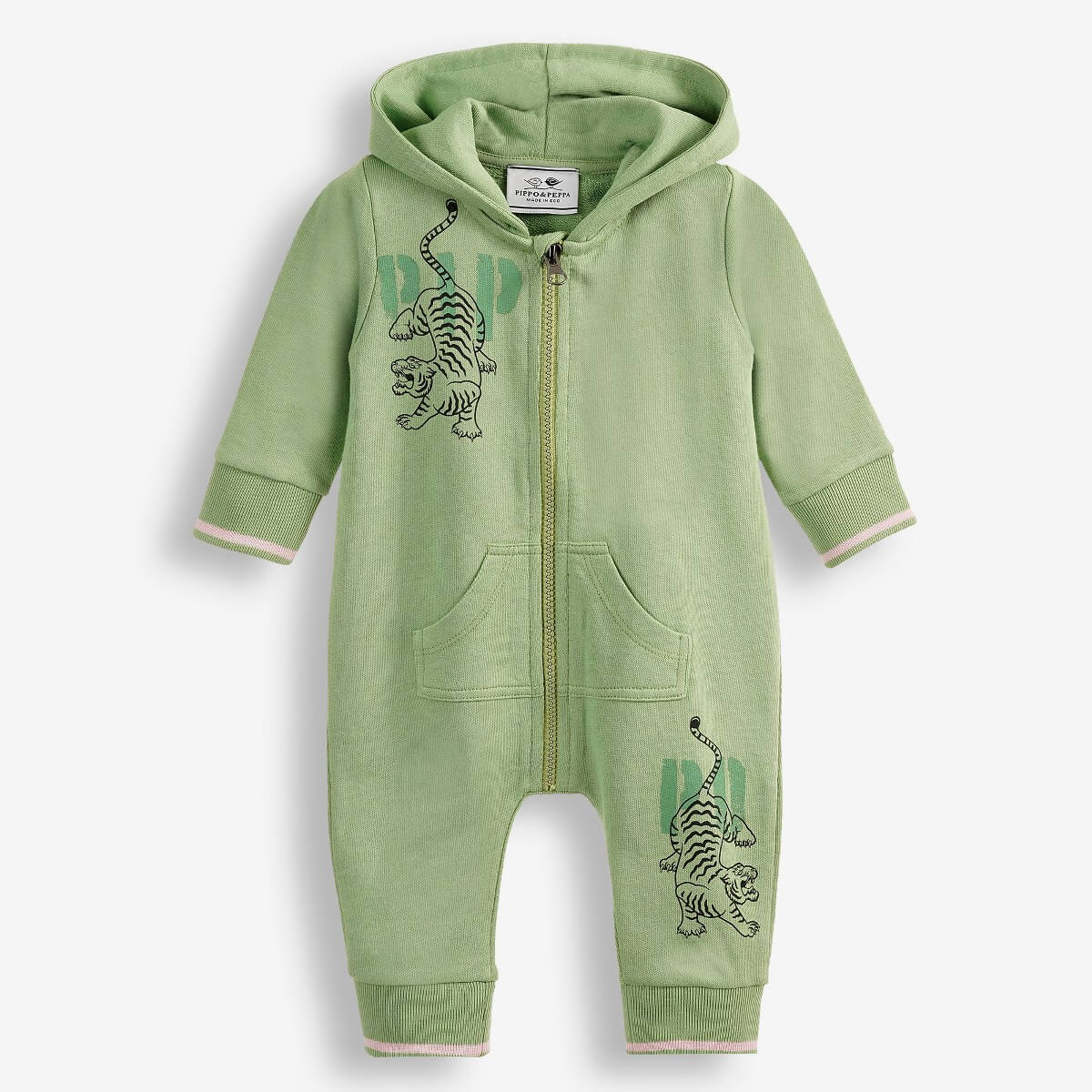 Baby Boys' Hooded Jumpsuit with a Zip-Up Closure