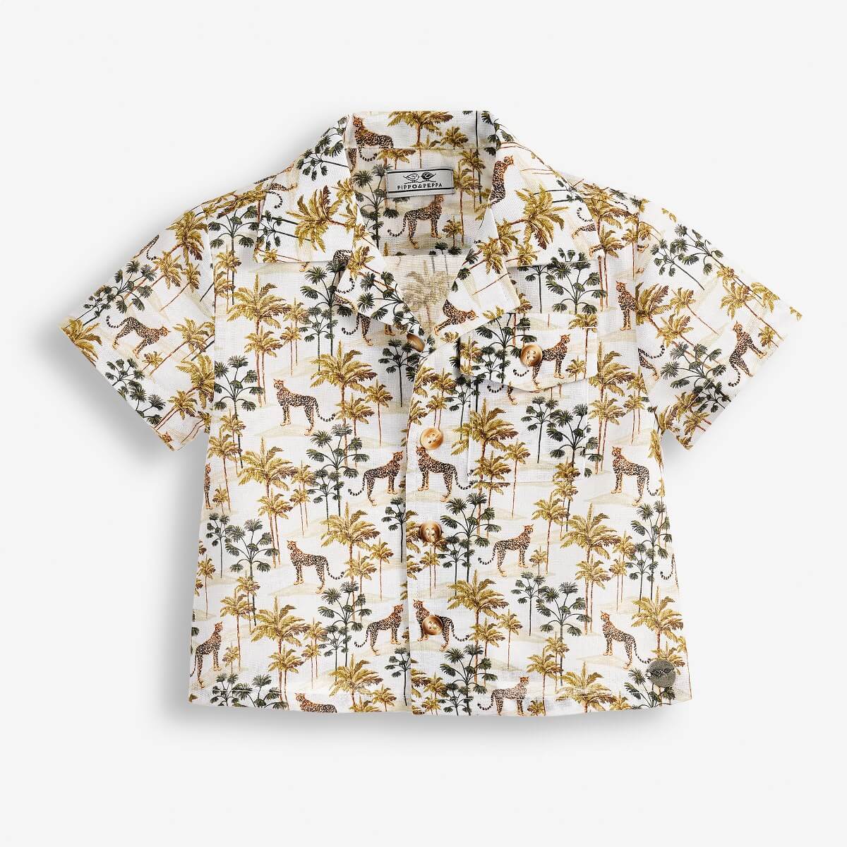 Baby Boys' Collared Shirt with an All-Over Animal Print