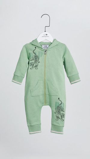 Baby Boys' Hooded Jumpsuit with a Zip-Up Closure