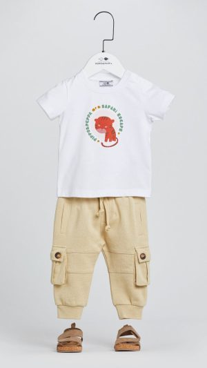 White Baby Boys' T-Shirt with a Graphic Front Print