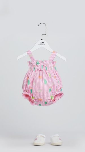 Baby Girls' Short Dungarees with an All-Over Print