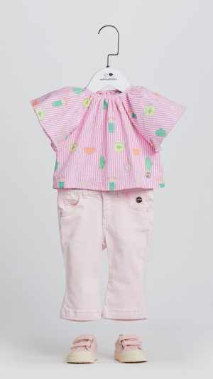 Baby Girls' Blouse with Ruffled Sleeves and an All-Over Print