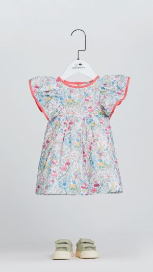 Baby Girls' Dress with an All-Over Floral Print