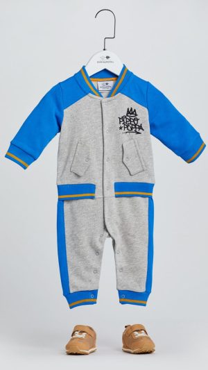 Baby Boys' Long-Sleeved Jumpsuit with Soft Cuffs