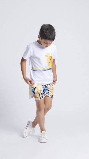 Boy's Shorts with an All-Over Graffiti Print