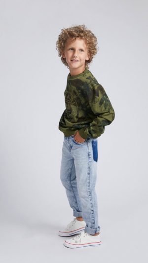 Boys' Sweatshirt with Soft Cuffs and Embroidery