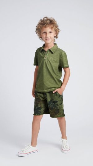 Boys' Shorts with an Elastic Waistband and an All-Over Graphic Print