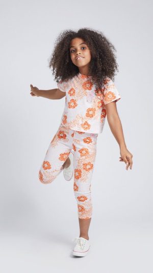 Girls' T-Shirt with an All-Over Floral Print