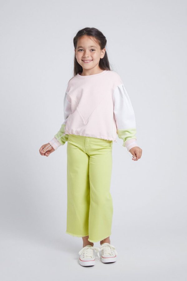 Wide Leg Girls' Trousers in Pastel Green