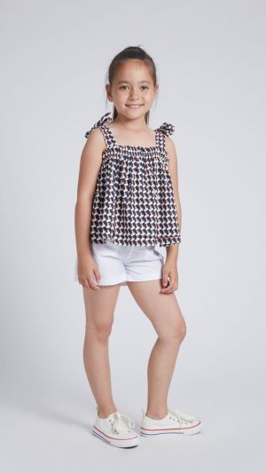 Sleeveless Girls' Tank Top with an All-Over Marine Print