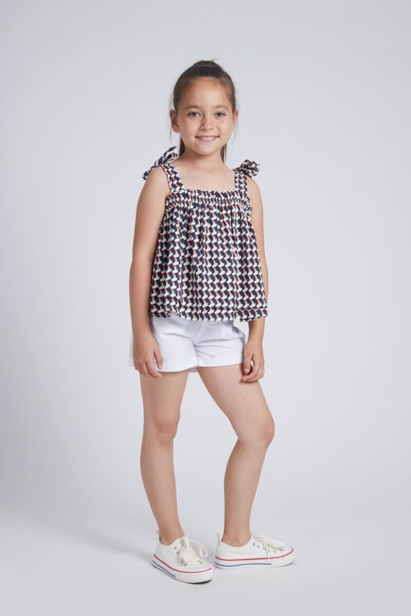 Sleeveless Girls' Tank Top with an All-Over Marine Print