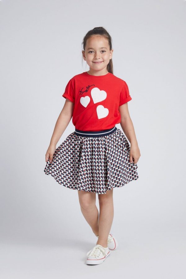 Girls' T-Shirt with Heart Embroidery on the Front